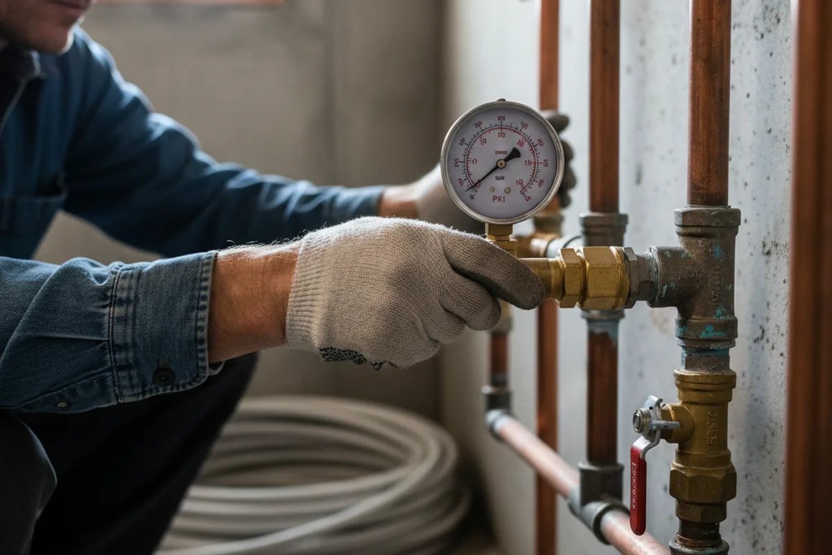Pressure testing a repaired line during Water Line Repair in Palisades